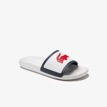 Lacoste Croco Rubber Strap Synthetic Slides Pánské - Pantofle Bílé / Béžový | CZ-H2Tzna